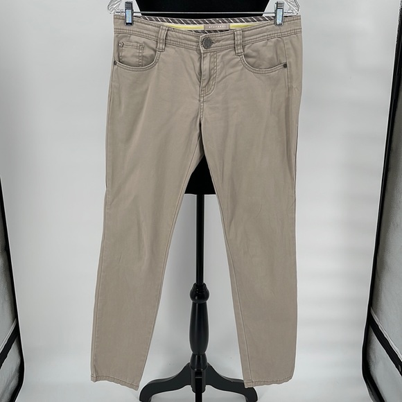 Stefanel Tan Straight Leg Zipper‎ Accents Pants size 8 - Picture 1 of 9